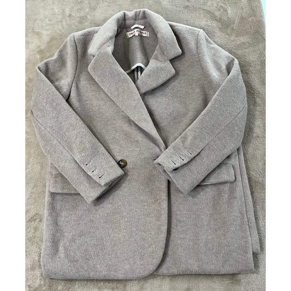 Free People Hannah Slouchy Double-Breasted Coat Women Size M Cream Winter EUC